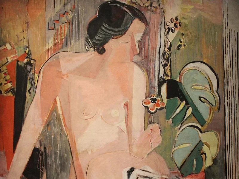 1875-Oskar Moll - Nudo con ventaglio all'aperto
